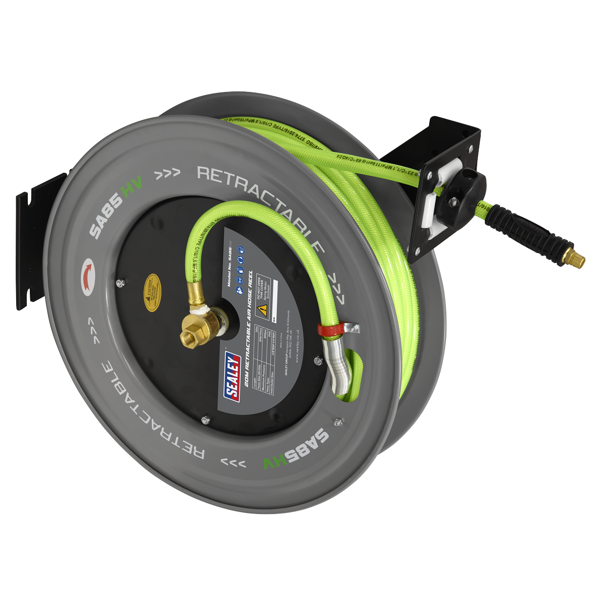20m Retractable High-Visibility PVC Air Hose with Steel Reel 10mm ID
