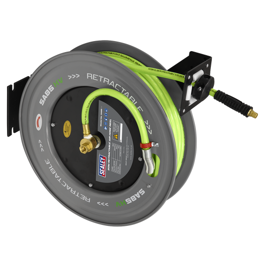 20m Retractable High-Visibility PVC Air Hose with Steel Reel 10mm ID