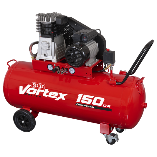 150L Belt Drive Air Compressor with Cast Cylinders & Wheels 3.5hp