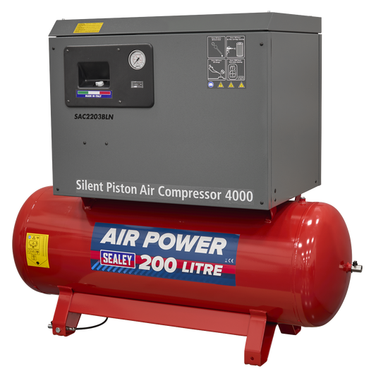 200L Low Noise Belt Drive Air Compressor with Cast Cylinders 3hp