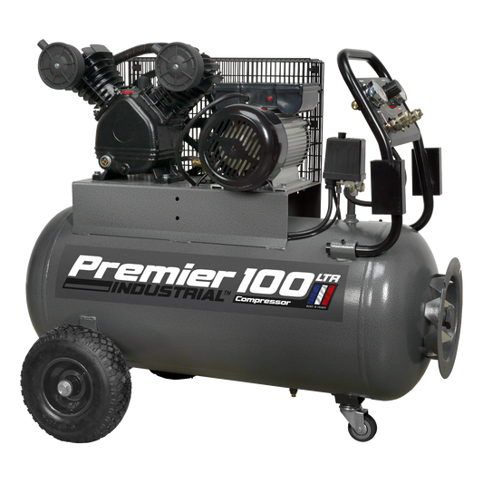 Premier 100L Belt Drive Air Compressor with Front Control Panel 3hp