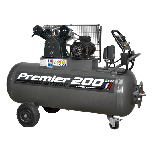 Premier 200L Belt Drive Air Compressor with Front Control Panel
