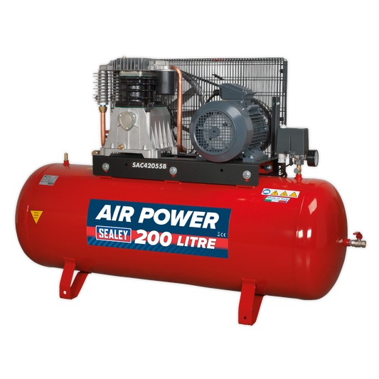 200L Belt Drive Air Compressor with Cast Cylinders 5.5hp 2-Stage