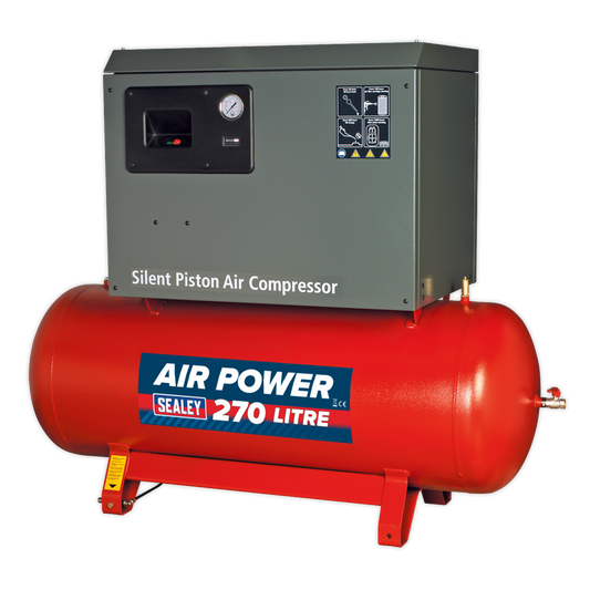 270L Low Noise Belt Drive Air Compressor with Cast Cylinders 5.5hp 2-Stage