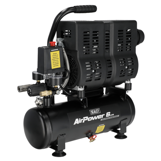 6L Oil Free Low Noise Direct Drive Air Compressor 1hp