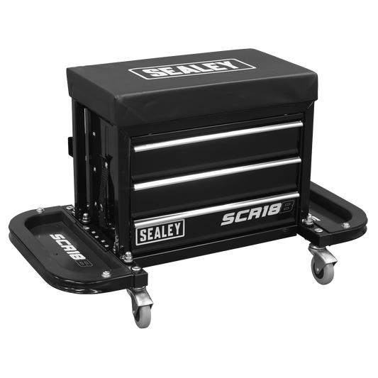 Mechanic's Utility Seat & Toolbox - Black