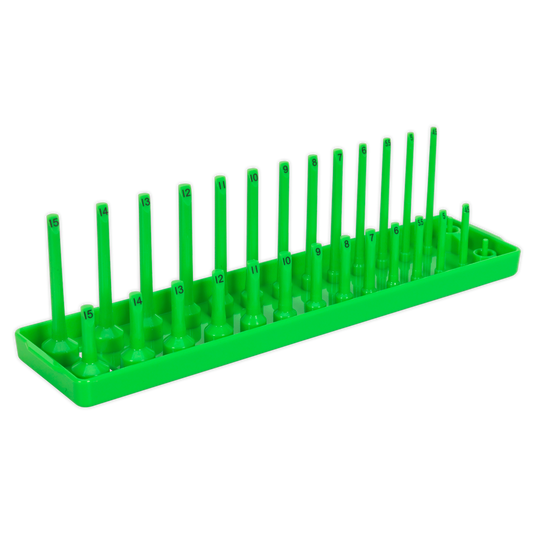 Premier Socket Holder 1/4"Sq Drive 4-15mm - Hi-Vis Green