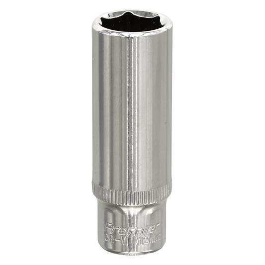 Premier Fully Polished Deep Socket 1/4"Sq Drive 12mm