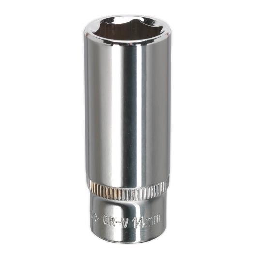 Premier Fully Polished Deep Socket 1/4"Sq Drive 14mm