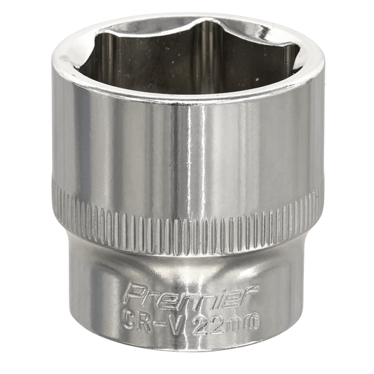 Premier Fully Polished Socket 3/8"Sq Drive 22mm