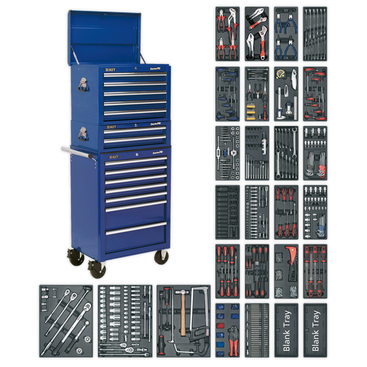 Superline PRO® Tool Chest Combination 14 Drawer with 1179pc Tool Kit - Blue