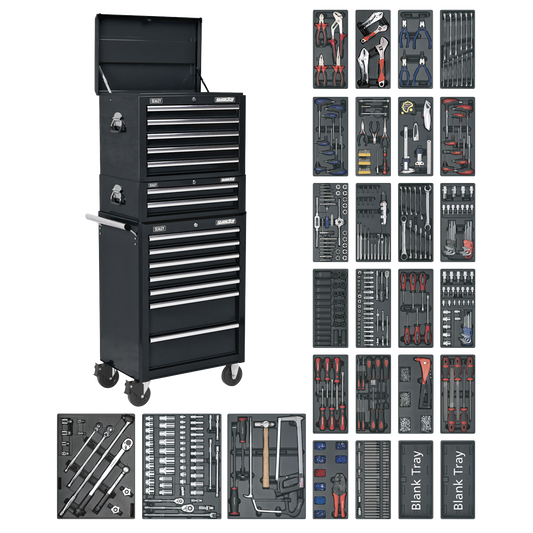 Superline PRO® Tool Chest Combination 14 Drawer with 1179pc Tool Kit - Black