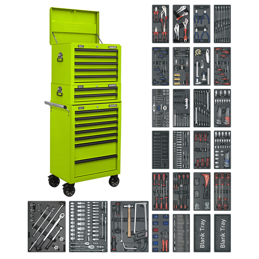 Superline PRO® Tool Chest Combination 14 Drawer with 1179pc Tool Kit - Green