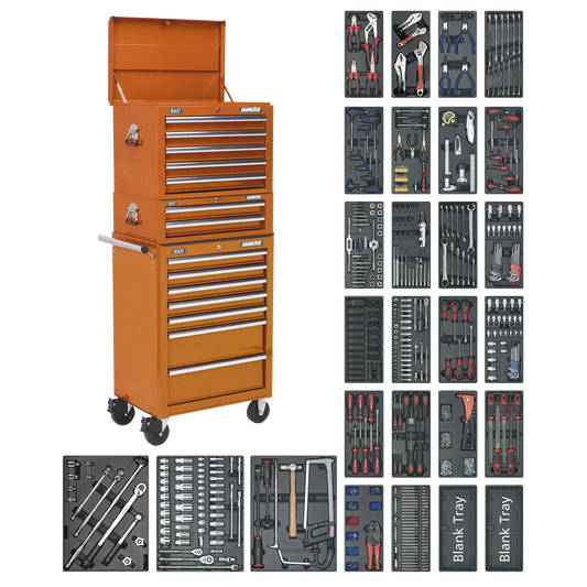 Superline PRO® Tool Chest Combination 14 Drawer with 1179pc Tool Kit - Orange