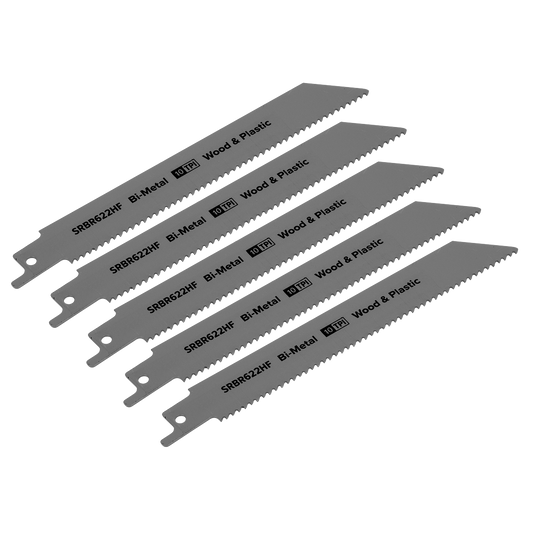 Reciprocating Saw Blade for Wood & Plastics 150mm 10tpi - Pack of 5