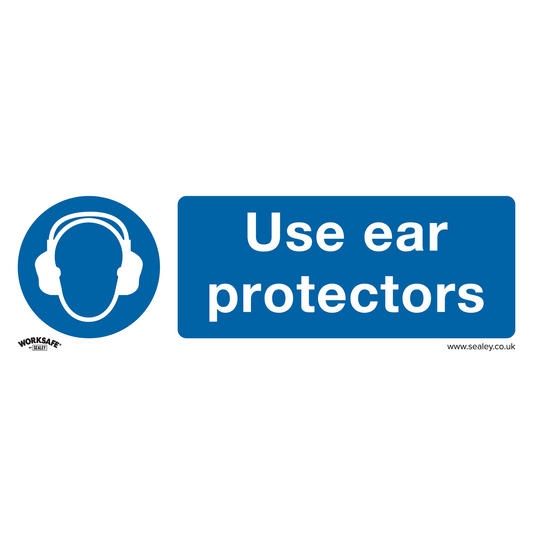 Worksafe® Use Ear Protectors Safety Sign, Rigid Plastic - Pack of 10