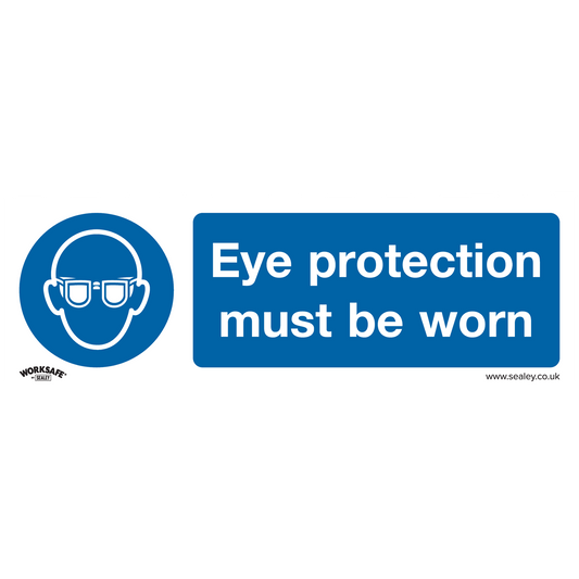 Worksafe® Eye Protection Must Be Worn Safety Sign, Self-Adhesive Vinyl - Pack of 10