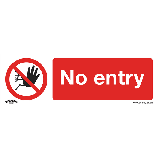 Worksafe® No Entry Safety Sign, Self-Adhesive Vinyl - Pack of 10
