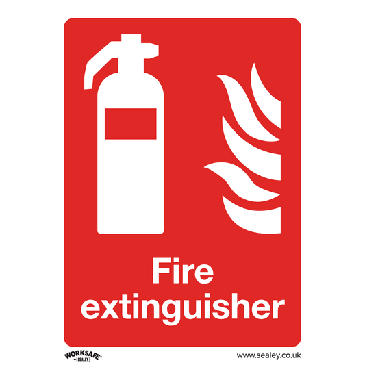 Worksafe® Fire Extinguisher Safety Sign, Self-Adhesive Vinyl - Pack of 10