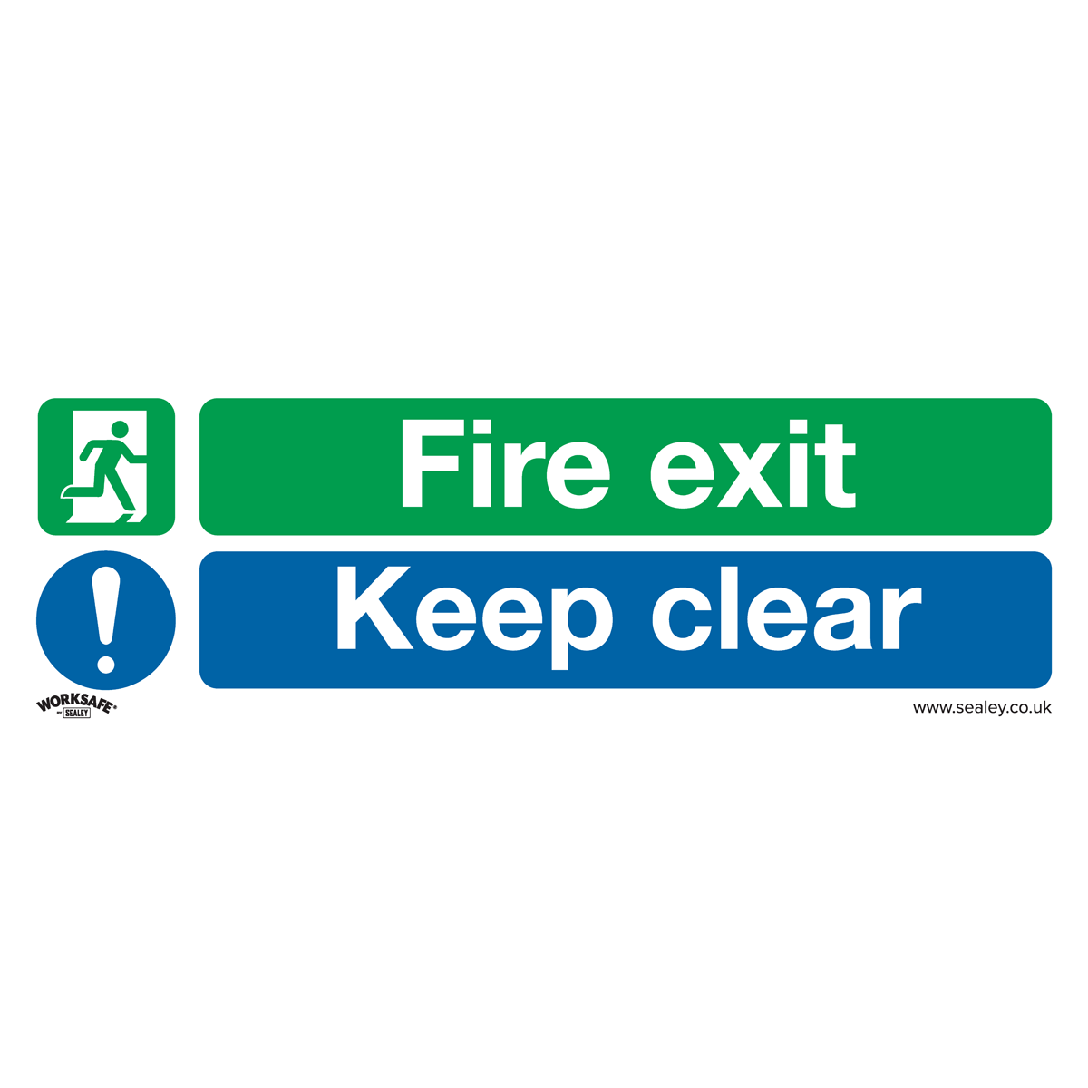 Worksafe® Fire Exit Keep Clear Safety Sign, Rigid Plastic - Pack of 10