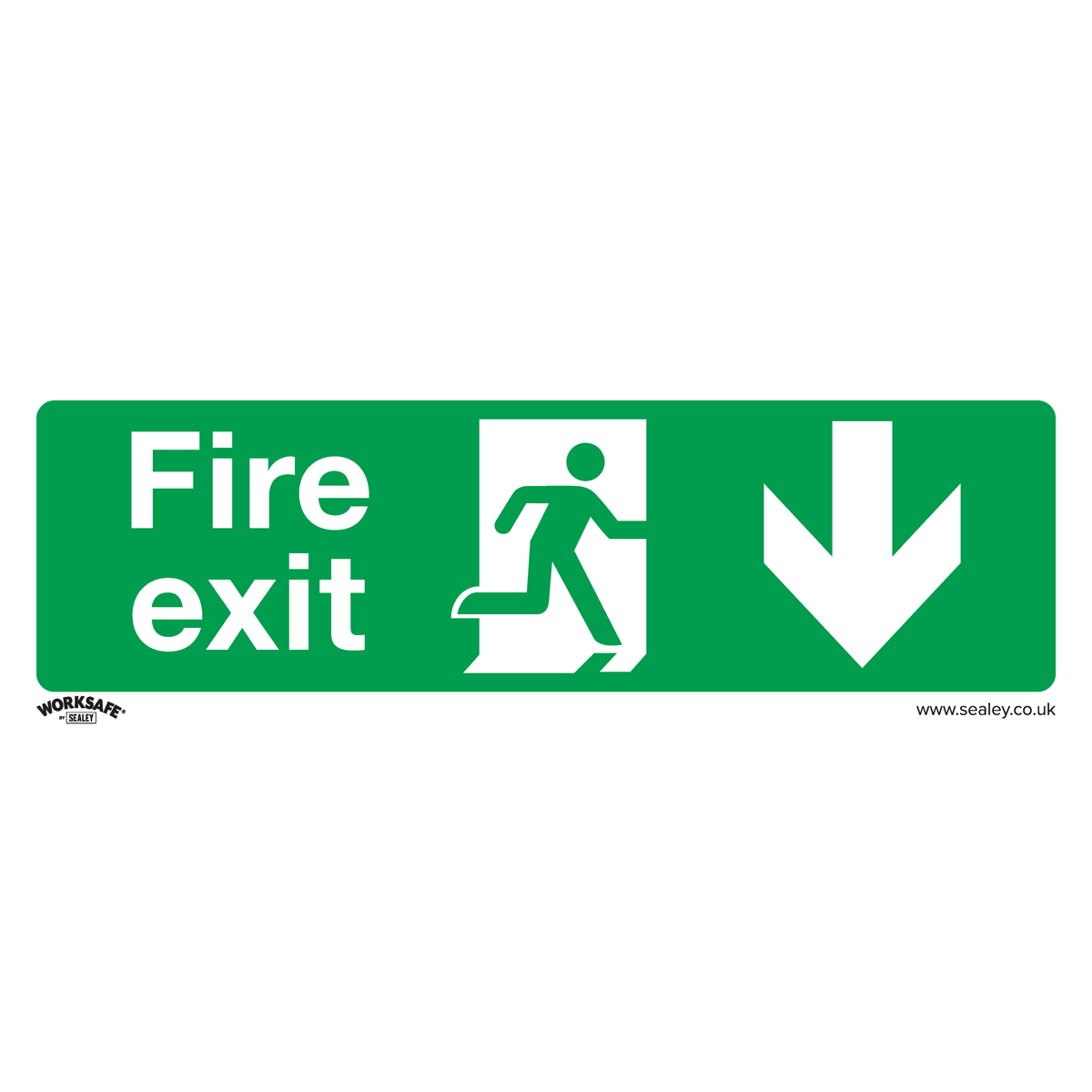 Worksafe® Fire Exit (Down) Safety Sign - Rigid Plastic