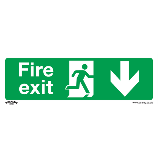 Worksafe® Fire Exit (Down) Safety Sign - Self-Adhesive Vinyl