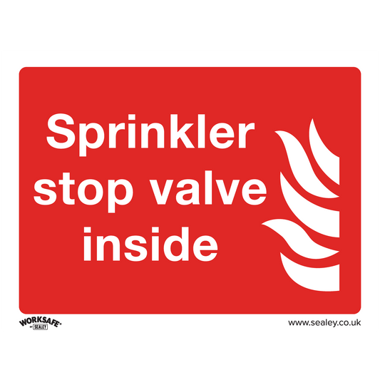 Worksafe® Sprinkler Stop Valve Safety Sign, Self-Adhesive Vinyl - Pack of 10
