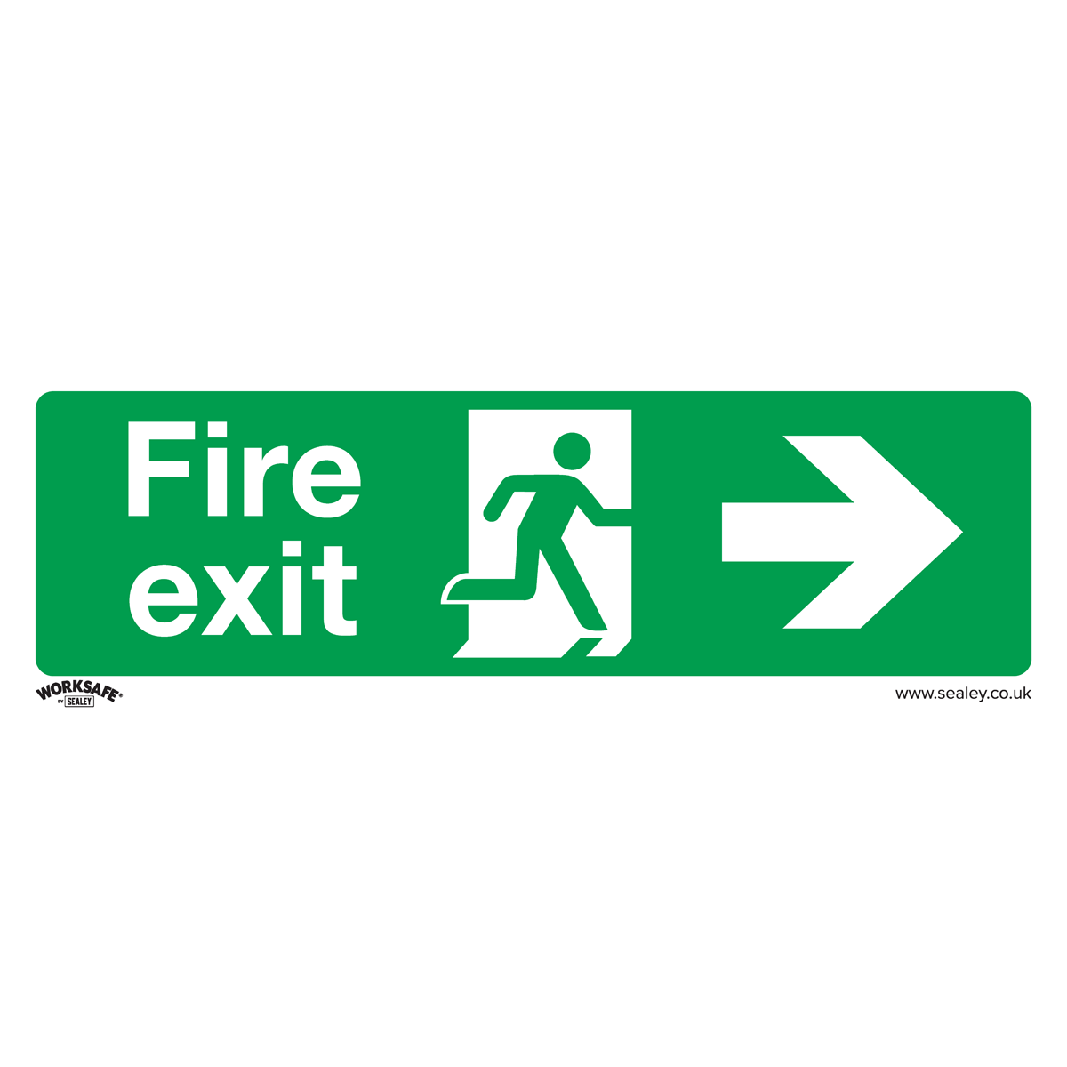 Worksafe® Fire Exit (Right) Safety Sign, Rigid Plastic - Pack of 10