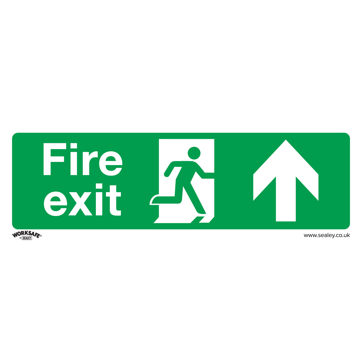 Worksafe® Fire Exit (Up) Safety Sign, Self-Adhesive Vinyl - Pack of 10