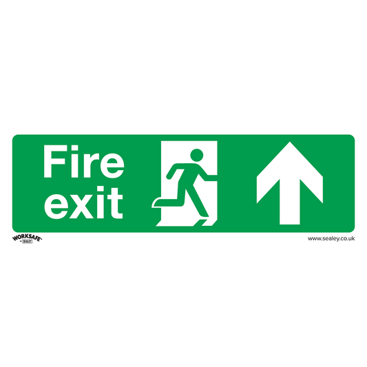 Worksafe® Fire Exit (Up) Safety Sign - Self-Adhesive Vinyl