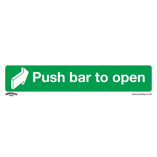 Worksafe® Push Bar To Open Safety Sign - Self-Adhesive Vinyl