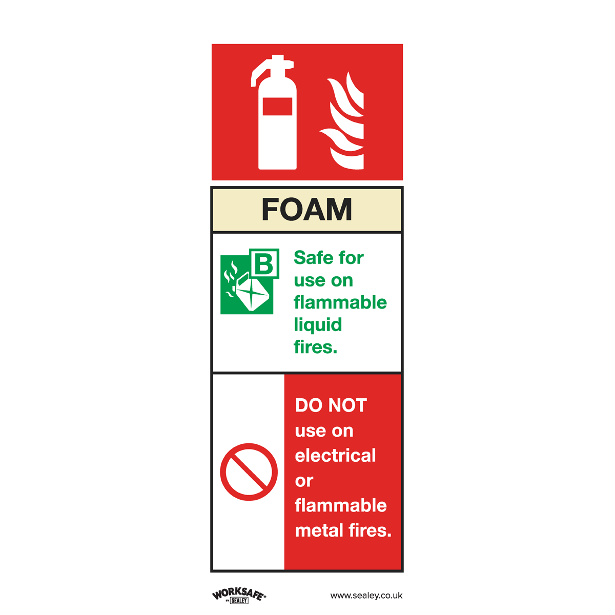 Worksafe® Foam Fire Extinguisher Safety Sign - Self-Adhesive Vinyl