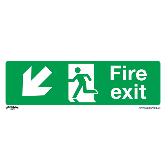 Worksafe® Fire Exit (Down Left) Safety Sign - Rigid Plastic