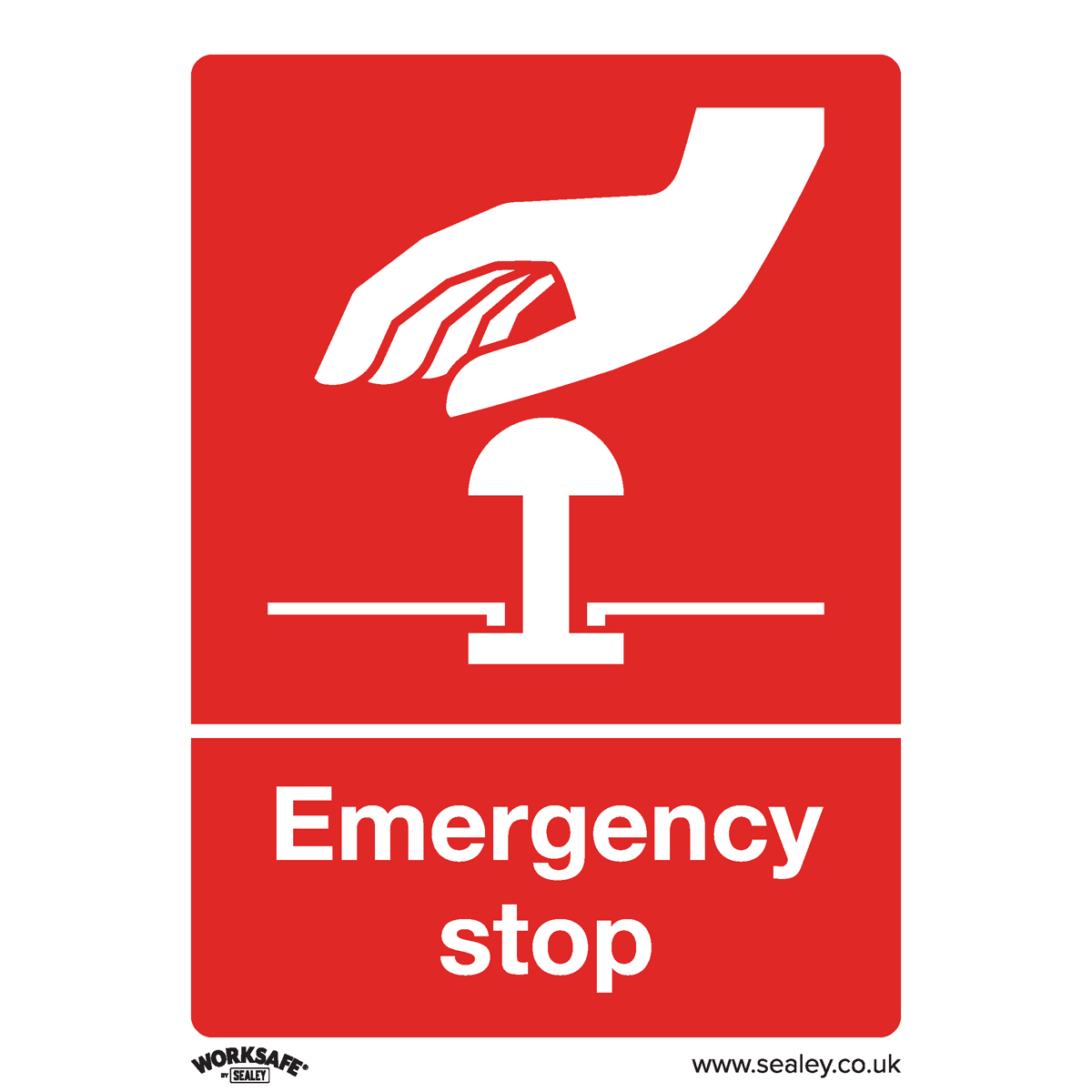 Worksafe® Emergency Stop Safety Sign, Rigid Plastic - Pack of 10