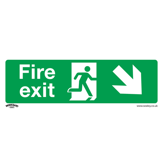 Worksafe® Fire Exit (Down Right) Safety Sign - Self-Adhesive Vinyl