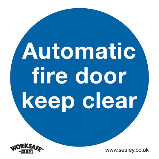 Worksafe® Automatic Fire Door Keep Clear Safety Sign, Rigid Plastic - Pack of 10