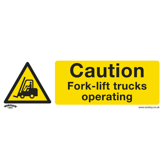 Worksafe® Caution Fork-Lift Trucks Safety Sign - Self-Adhesive Vinyl