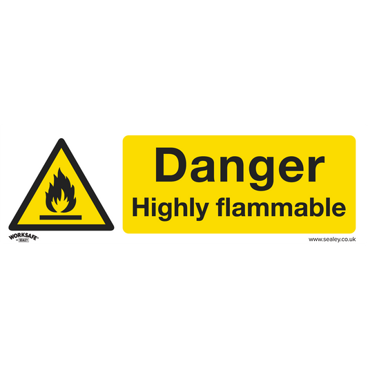 Worksafe® Danger Highly Flammable Safety Sign, Rigid Plastic - Pack of 10