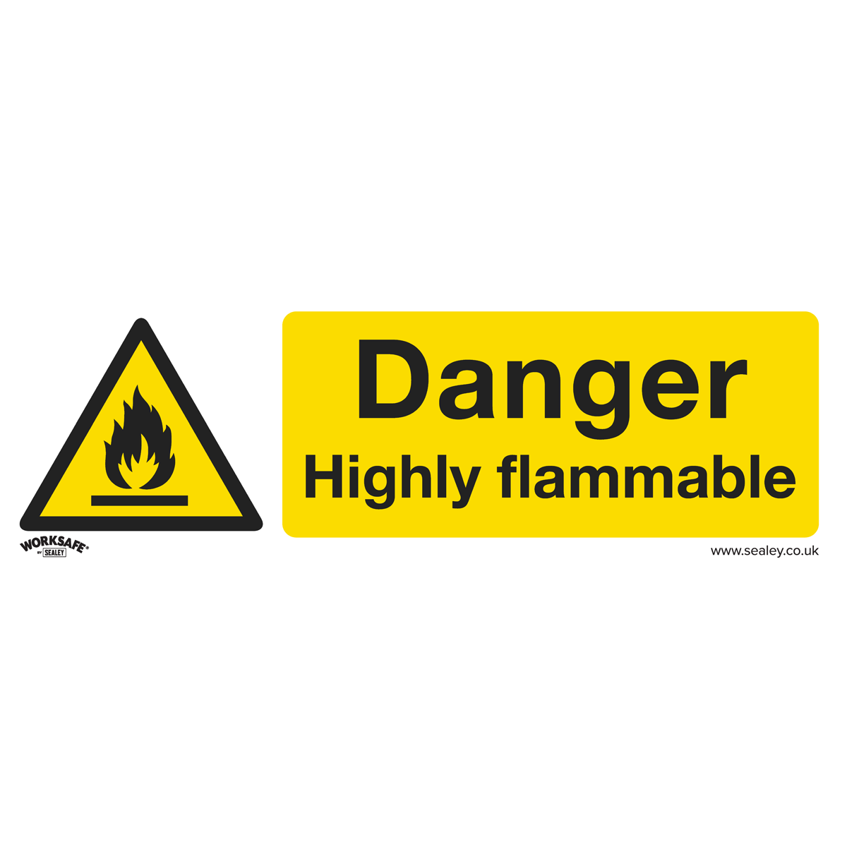 Worksafe® Danger Highly Flammable Safety Sign - Rigid Plastic