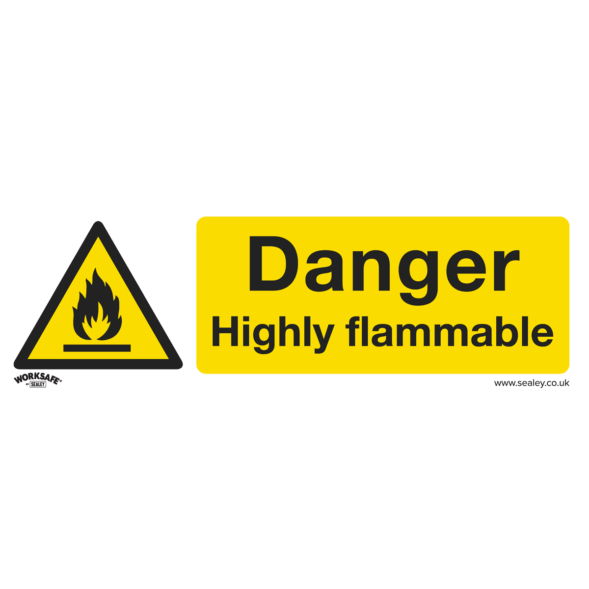 Worksafe® Danger Highly Flammable Safety Sign, Self-Adhesive Vinyl - Pack of 10