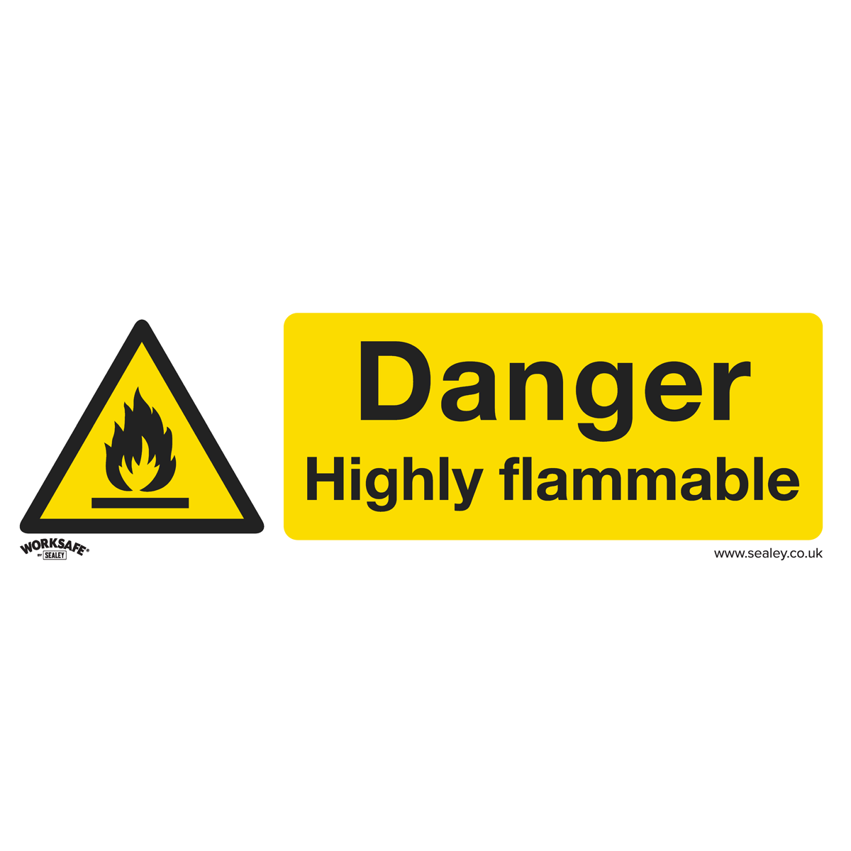 Worksafe® Danger Highly Flammable Safety Sign - Self-Adhesive Vinyl