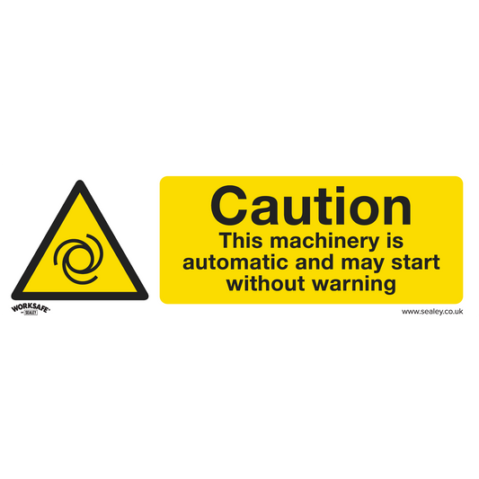 Worksafe® Caution Automatic Machinery Safety Sign, Rigid Plastic - Pack of 10