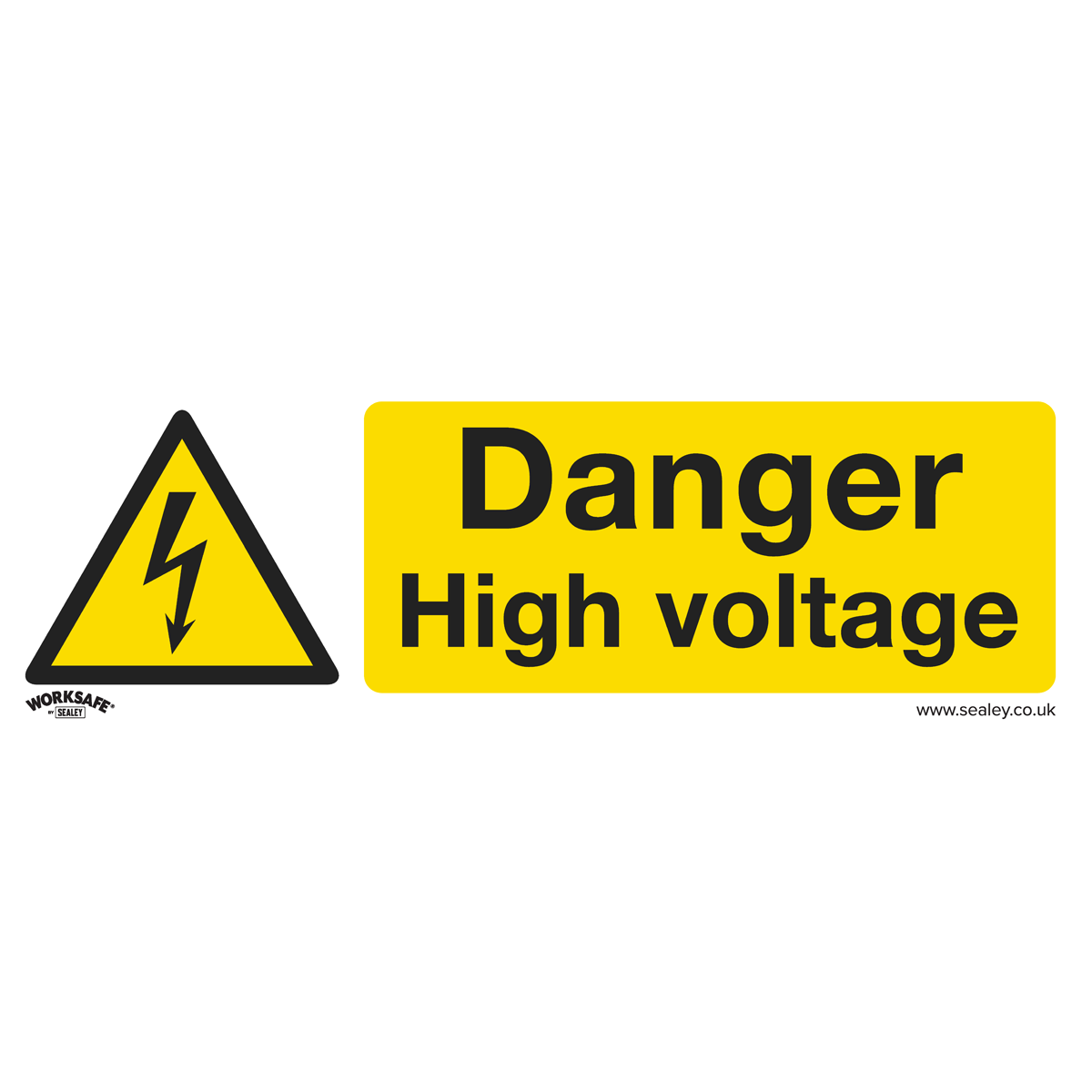 Worksafe® Danger High Voltage Safety Sign, Self-Adhesive Vinyl - Pack of 10