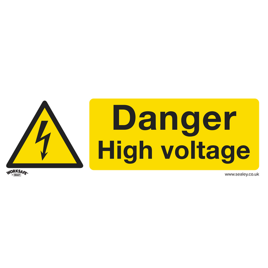 Worksafe® Danger High Voltage Safety Sign - Self-Adhesive Vinyl