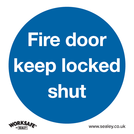 Worksafe® Fire Door Keep Locked Shut Safety Sign - Rigid Plastic