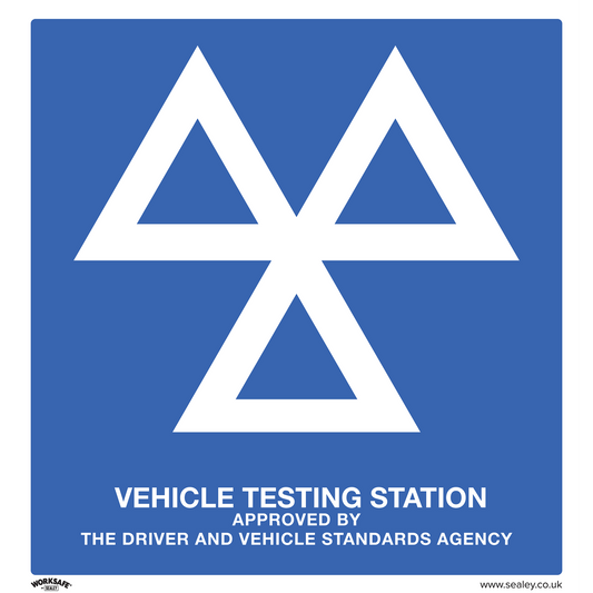 Worksafe® MOT Testing Station Safety Sign, Rigid Plastic - Pack of 10