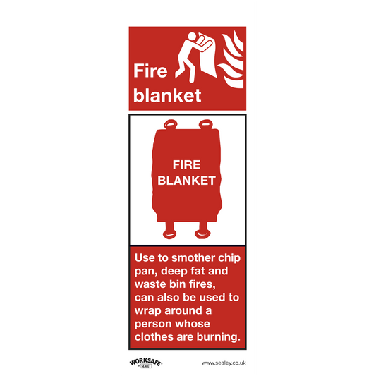Worksafe® Fire Blanket Safety Sign - Self-Adhesive Vinyl