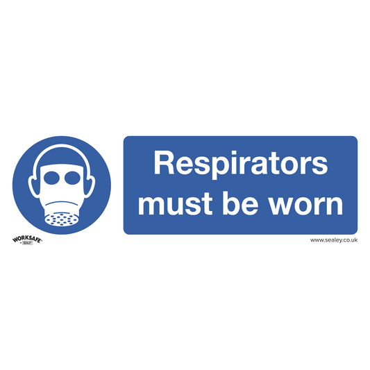 Worksafe® Respirators Must Be Worn Safety Sign, Rigid Plastic - Pack of 10