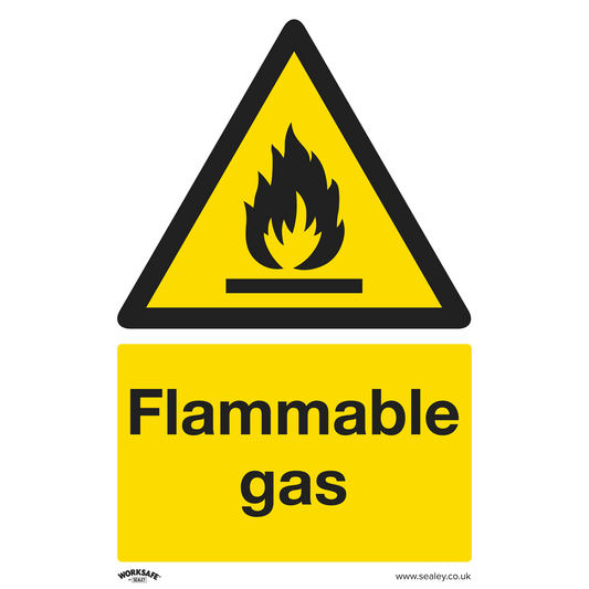 Worksafe® Flammable Gas Safety Sign - Self-Adhesive Vinyl