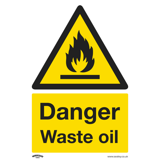 Worksafe® Danger Waste Oil Safety Sign - Rigid Plastic